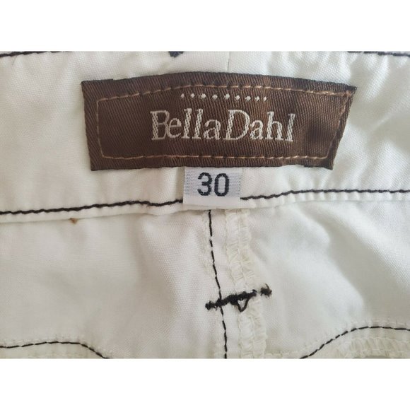 Bella Dahl Wide Split Leg Pants Women's Size 30 Cream with Brown Stitching - Picture 6 of 6